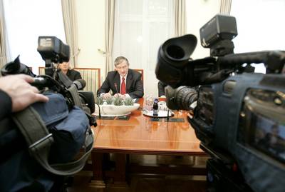 Pogovor predsednika republike dr. Danila Trka z novinarji (foto: Tina Kosec/STA)