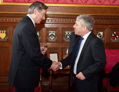 Predsednik Republike Slovenije dr. Danilo Trk se je sreal s predsednikom Spodnjega doma Parlamenta Zdruenega kraljestva Velike Britanije in Severne Irske Johnom Bercowom (foto: Stanko Gruden/STA)
