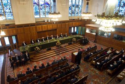 Predsednik Republike Slovenije dr. Danilo Trk je nagovoril Meddravno sodie v Haagu (foto: Stanko Gruden/STA)
