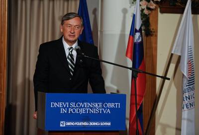 Predsednik republike dr. Danilo Trk se je udeleil slovesne podelitve priznanj Obrtno-podjetnike zbornice Slovenije v okviru Dnevov slovenske obrti in podjetnitva 2012 (foto: Neboja Teji/STA)