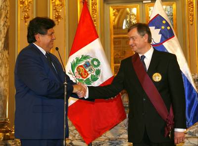 31. 3. 2008, Lima, Peru: Predsednik republike dr. Danilo Türk se je v Peruju sestal s predsednikom Republike Peru dr. Alanom Garcio Perezom (FA BOBO)
