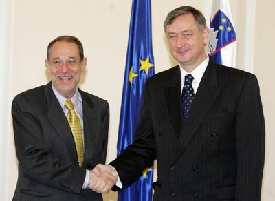 17. 3. 2008, Ljubljana: Predsednik dr. Danilo Türk se je srečal z visokim predstavnikom za skupno zunanjo in varnostno politiko EU Javierjem Solano (FA BOBO)
