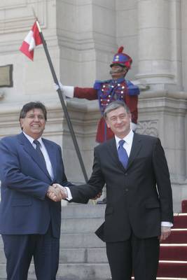 31. 3. 2008, Lima, Peru: Predsednik republike dr. Danilo Türk se je v Peruju sestal s predsednikom Republike Peru dr. Alanom Garcio Perezom (FA BOBO)