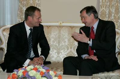 20. 3. 2008, Ljubljana: Predsednik republike dr. Danilo Türk je sprejel predsednika Vlade Republike Poljske Donalda Tuska (FA BOBO)
