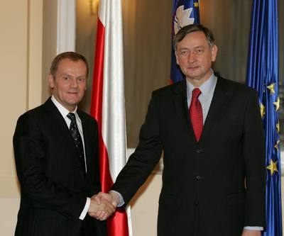 20. 3. 2008, Ljubljana: Predsednik republike dr. Danilo Türk je sprejel predsednika Vlade Republike Poljske Donalda Tuska (FA BOBO)