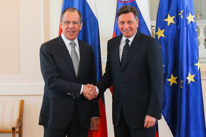 President of the Republic of Slovenia Borut Pahor and Foreign Minister of Russia Sergey Viktorovich Lavrov