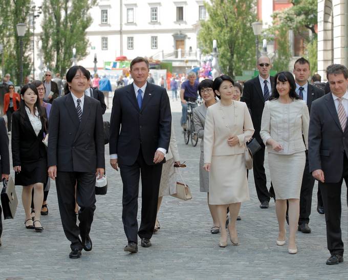 The President of the Republic of Slovenia, Mr Borut Pahor, and Ms Tanja Pear today received Their Imperial Highnesses Prince and Princess Akishino of Japan at Strmol Castle.