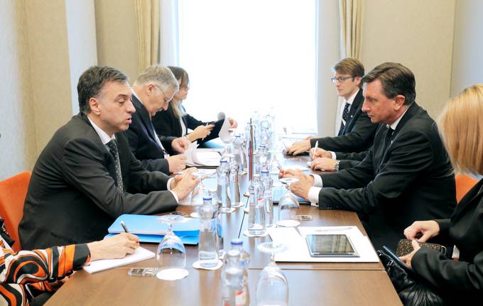 The President of the Republic of Slovenia, Borut Pahor, at the 18th Central European Summit. President Pahor met Filip Vujanovi, the President of Montenegro