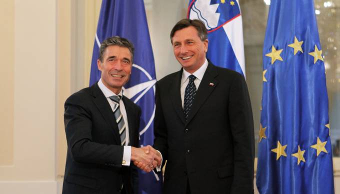 The President of the Republic of Slovenia and Commander-in-Chief of the Defence Forces, Borut Pahor, received the Secretary General of NATO, Anders Fogh Rasmussen