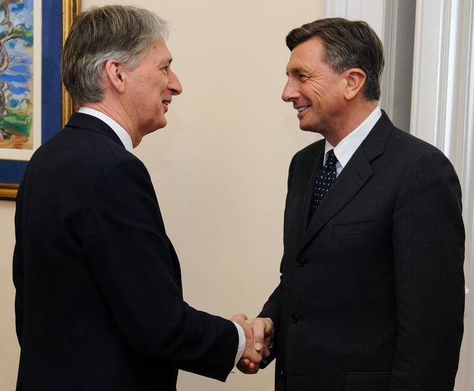 The President of the Republic of Slovenia, Borut Pahor received the Secretary of State for Foreign and Commonwealth Affairs of the United Kingdom of Great Britain and Northern Ireland, Philip Hammond