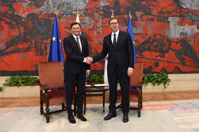 Uradni obisk predsednika Pahorja v Srbiji - rokovanje