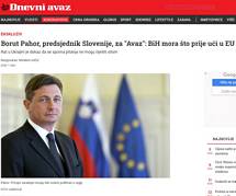 Pogovor predsednika Republike Slovenije Boruta Pahorja za Dnevni avaz