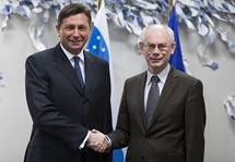 Predsednik republike Borut Pahor se je sestal s predsednikom Evropskega sveta Hermanom Van Rompuyem