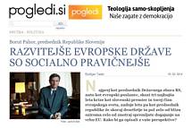 Predsednik Republike Slovenije Borut Pahor: Razviteje evropske drave so socialno pravineje