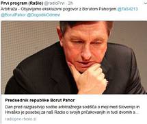 Predsednik Pahor pred razglasitvijo sodbe arbitranega sodia o meji med Slovenijo in Hrvako za Prvi program Radia Slovenija