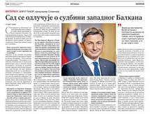 Pogovor predsednika Pahorja za srbski časopis Politika