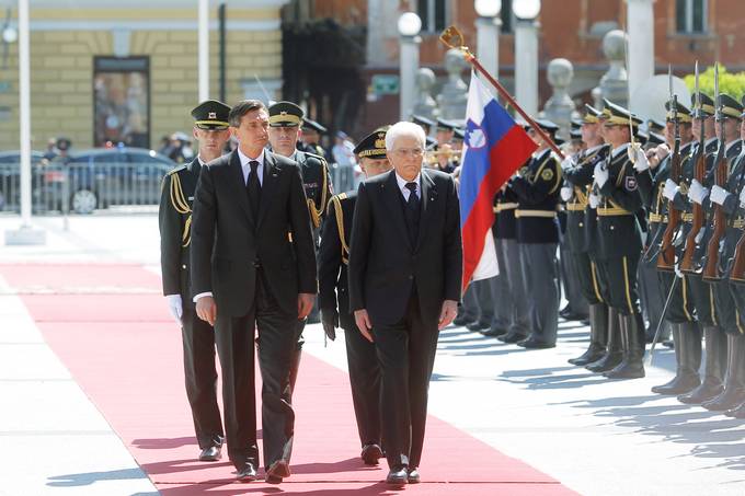 Predsednik Republike Slovenije Borut Pahor na prvem uradnem obisku v Republiki Sloveniji gosti predsednika Italijanske republike Sergia Mattarello