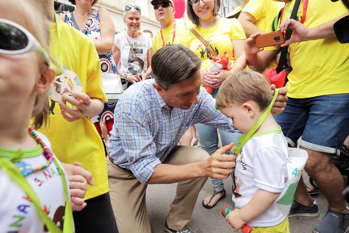 Predsednik republike Slovenije Borut Pahor se je udeleil "Teka junakov iz 3. nadstropja"
