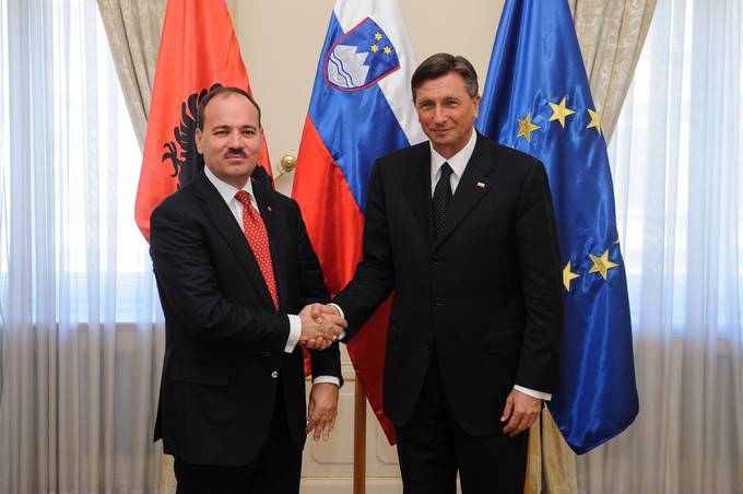 Predsednik Republike Slovenije Pahor in predsednik Republike Albanije Nishani