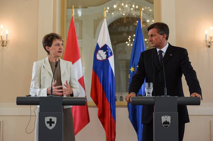 Predsednik Republike Slovenije Borut Pahor na uradnem obisku v Republiki Sloveniji gosti predsednico vicarske konfederacije Simonetto Sommaruga.