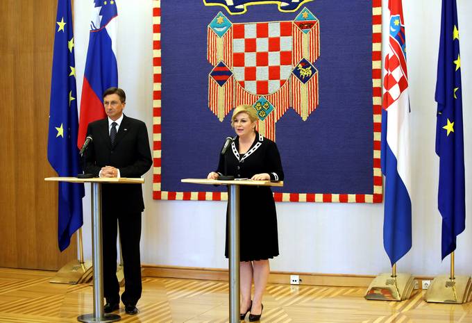 Predsednik Republike Slovenije Borut Pahor in hrvaka predsednica Kolinda Grabar-Kitarovi na delovnem sreanju v Zagrebu