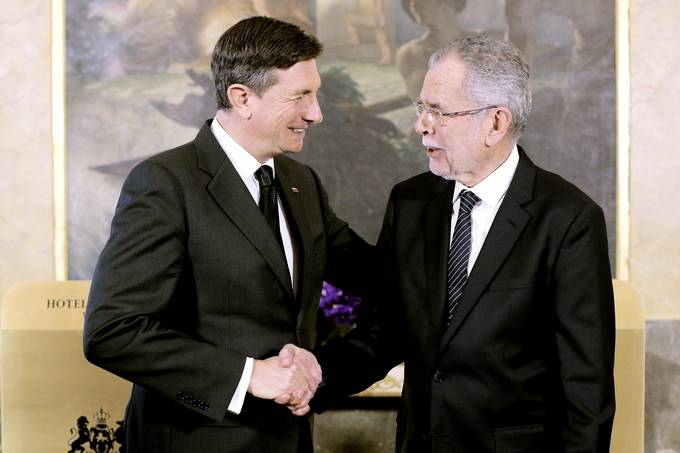 Prvo sreanje predsednika Pahorja in novoizvoljenega predsednika Avstrije Van der Bellna