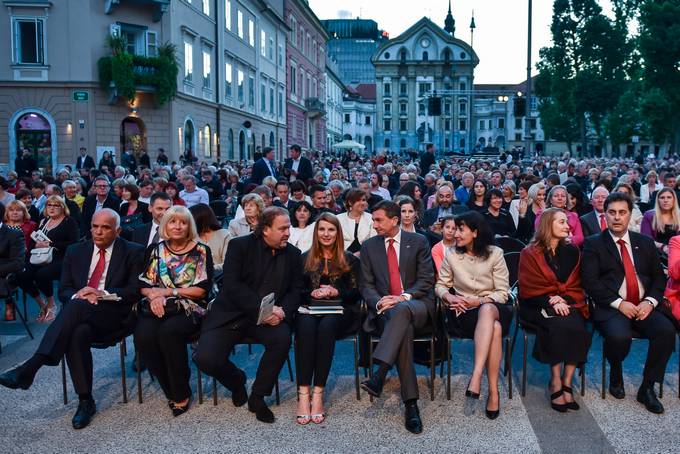 Predsednik republike in gospa Tanja Pear na odprtju 64. Ljubljana Festivala