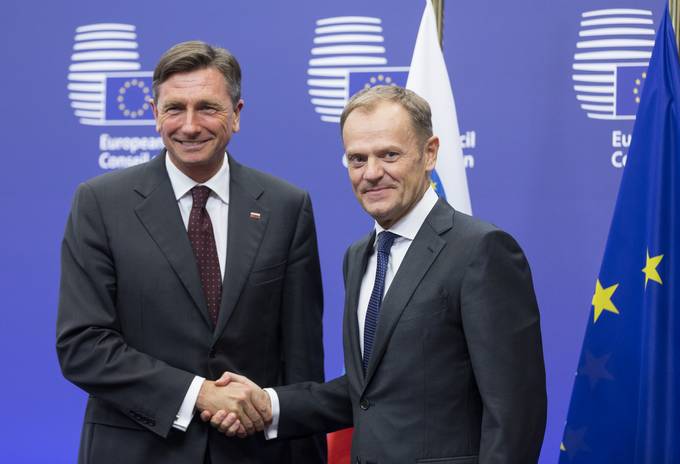 Predsednik Republike Slovenije Borut Pahor se je sreal s predsednikom Evropskega sveta Donaldom Tuskom