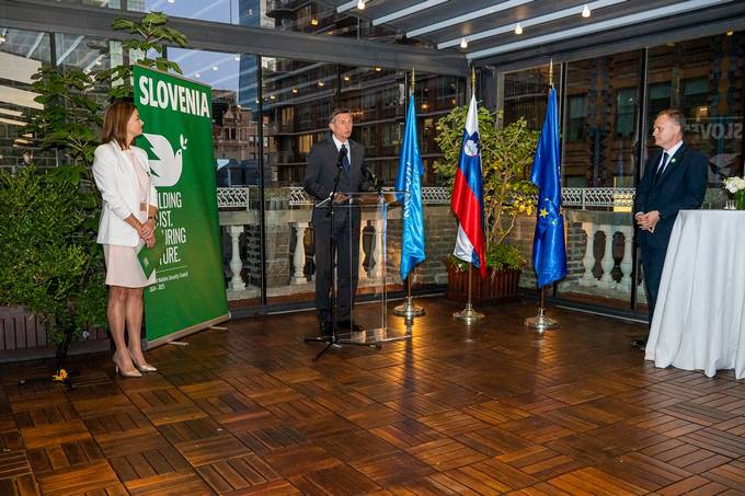 Predsednik Pahor na sprejemu v New Yorku uradno predstavil kandidaturo Slovenije za lanstvo v Varnostnem svetu ZN