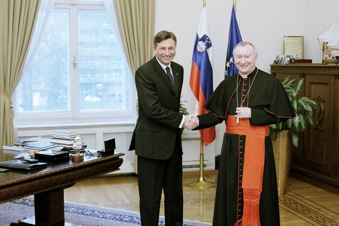 Predsednik Pahor sprejel dravnega tajnika Svetega sedea kardinala Pietra Parolina