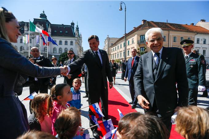 Predsednik Republike Slovenije Borut Pahor na prvem uradnem obisku v Republiki Sloveniji gosti predsednika Italijanske republike Sergia Mattarello