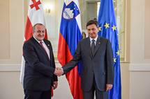 18. 7. 2016, Ljubljana – Predsednik Republike Slovenije Borut Pahor in predsednik Gruzije Giorgio Margvelavili v Predsedniki palai (Neboja Teji / STA)