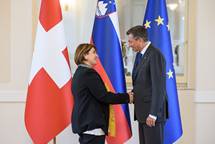 20. 5. 2019, Ljubljana – Predsednik republike je sprejel predsednico Nacionalnega sveta vice Carobbio Guscetti (Neboja Teji/STA)