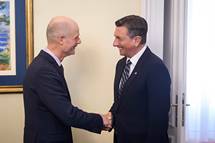 9. 10. 2019, Ljubljana – Predsednik Pahor je sprejel ministra za zunanje zadeve Kraljevine Nizozemske Stefa Bloka (Neboja Teji/STA)