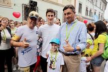15. 6. 2019, kofja Loka – Predsednik republike Slovenije Borut Pahor se je udeleil "Teka junakov iz 3. nadstropja" (Daniel Novakovi / STA)