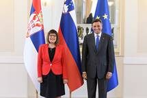 2. 7. 2019, Ljubljana – Predsednik republike je sprejel predsednico Narodne skupine Republike Srbije Majo Gojkovi (Neboja Teji/STA)