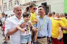 15. 6. 2019, kofja Loka – Predsednik republike Slovenije Borut Pahor se je udeleil "Teka junakov iz 3. nadstropja" (Daniel Novakovi / STA)