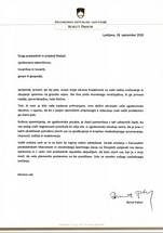 20. 9. 2020, Portoro – Pismo predsednika republike Boruta Pahorja, ki ga je na 59. sreanju taborinic in taborinikov "Obrazi Ravensbrcka" prebrala gospa Tanja Pear (UPRS)
