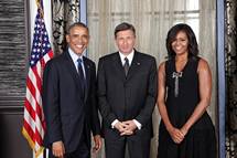 23. 9. 2014, New York, ZDA – Predsednik republike Borut Pahor se je udeleil sprejema, ki ga za vodje delegacij 69. zasedanja Generalne skupine OZN priredita predsednika ZDA Barack Obama s soprogo Michelle Obama,