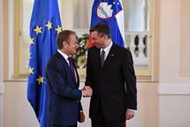 3. 4. 2017, Ljubljana – Predsednik Pahor sprejel sprejel predsednika Evropskega sveta Donalda Tuska (Neboja Teji/STA)