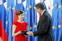 24. 3. 2015, Ljubljana – Predsednik republike Borut Pahor in Petra Greiner (Daniel Novakovi / STA)