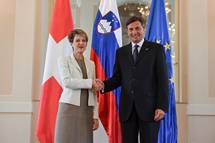 15. 9. 2015, Ljubljana – Predsednik Pahor na uradnem obisku v Sloveniji gosti predsednico vicarske konfederacije Simonetto Sommaruga (Neboja Teji/STA)