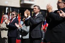 11. 9. 2021, Idrija – Predsednik republike Borut Pahor in gospa Tanja Pear sta se v Idriji udeleila proslave ob dnevu vrnitve Primorske k matini domovini (Daniel Novakovi/STA)