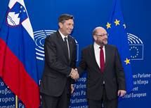 21. 10. 2015, Bruselj – Predsednik Pahor se je sestal s predsednikom Evropskega parlamenta Martinom Schulzem (Thierry Monasse/STA)