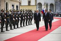 8. 6. 2021, Ljubljana – Predsednik Pahor na uradnem obisku v Sloveniji gosti predsednika vicarske konfederacije Guya Parmelina (Ane Malovrh/STA)