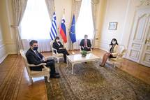 22. 4. 2021, Ljubljana – Predsednik Pahor na njenem prvem uradnem obisku v tujini gosti predsednico Helenske republike Katerino Sakellaropoulou (Neboja Teji/STA)